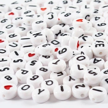 Bogstavperler, 7 mm, Hul 1.2 mm, 1500 stk